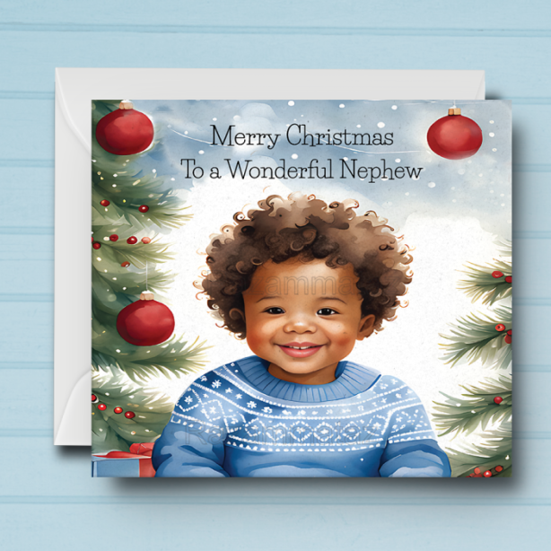 Black Boy H Christmas Card